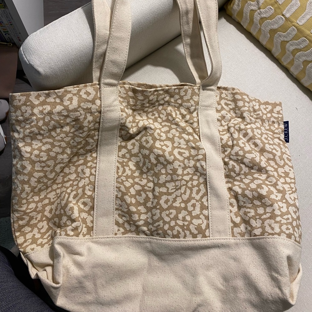 Jcrew canvas leopard tote